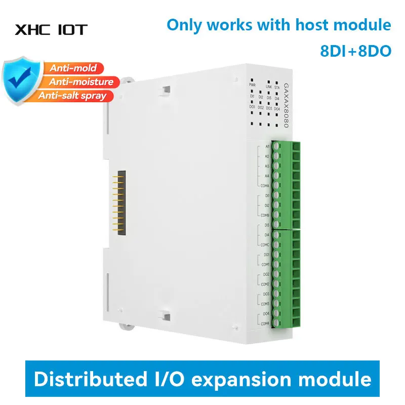 

8DI+8DO Analog Switch Acquisition RJ45 RS485 Distributed Remote IO Expansion Module XHCIOT GAXAX8080 Modbus Rapid Debugging