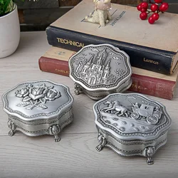 Vintage Alloy Jewelry Box Jewelry Trinket Box Rings Necklace Gift Boxes Jewelry Storage Container Case Engraved Jewelry Box