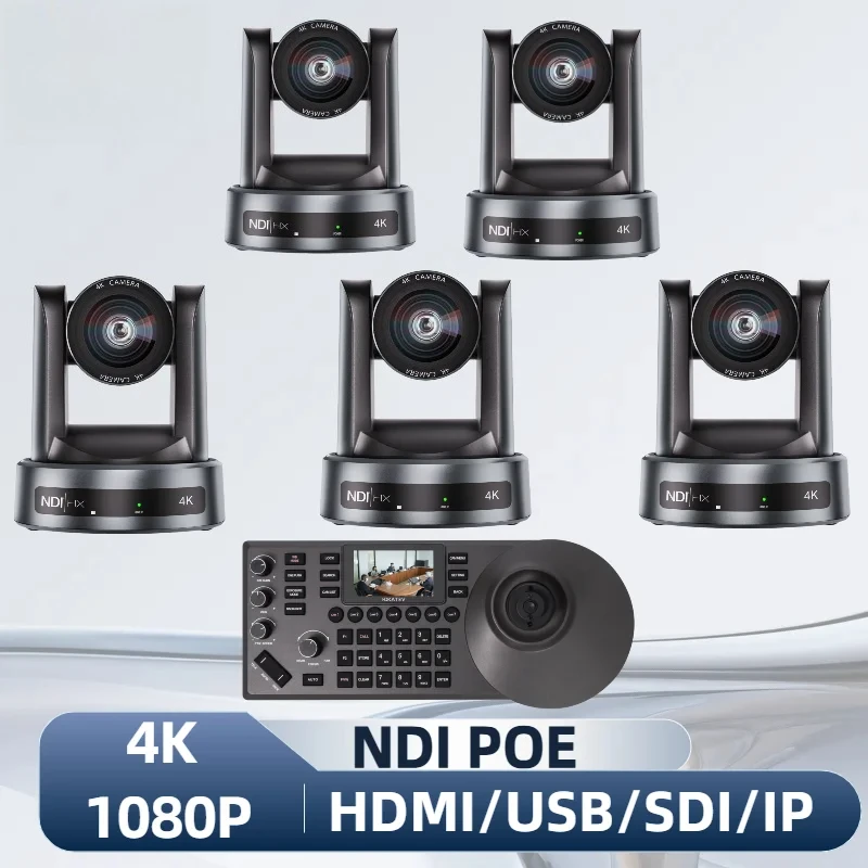

4K NDI PTZ 20X Optical Zoom SDI/USB/RJ45 POE Video Conference 1PC Controller Keyboard for Church Live Streaming JSAV