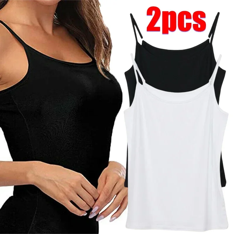 Women Solid Color Camisoles Summer Girl Sexy Strap Cotton Sleeveless Thin Camisole Vest Top Simple Base Vest Tops Female Undies