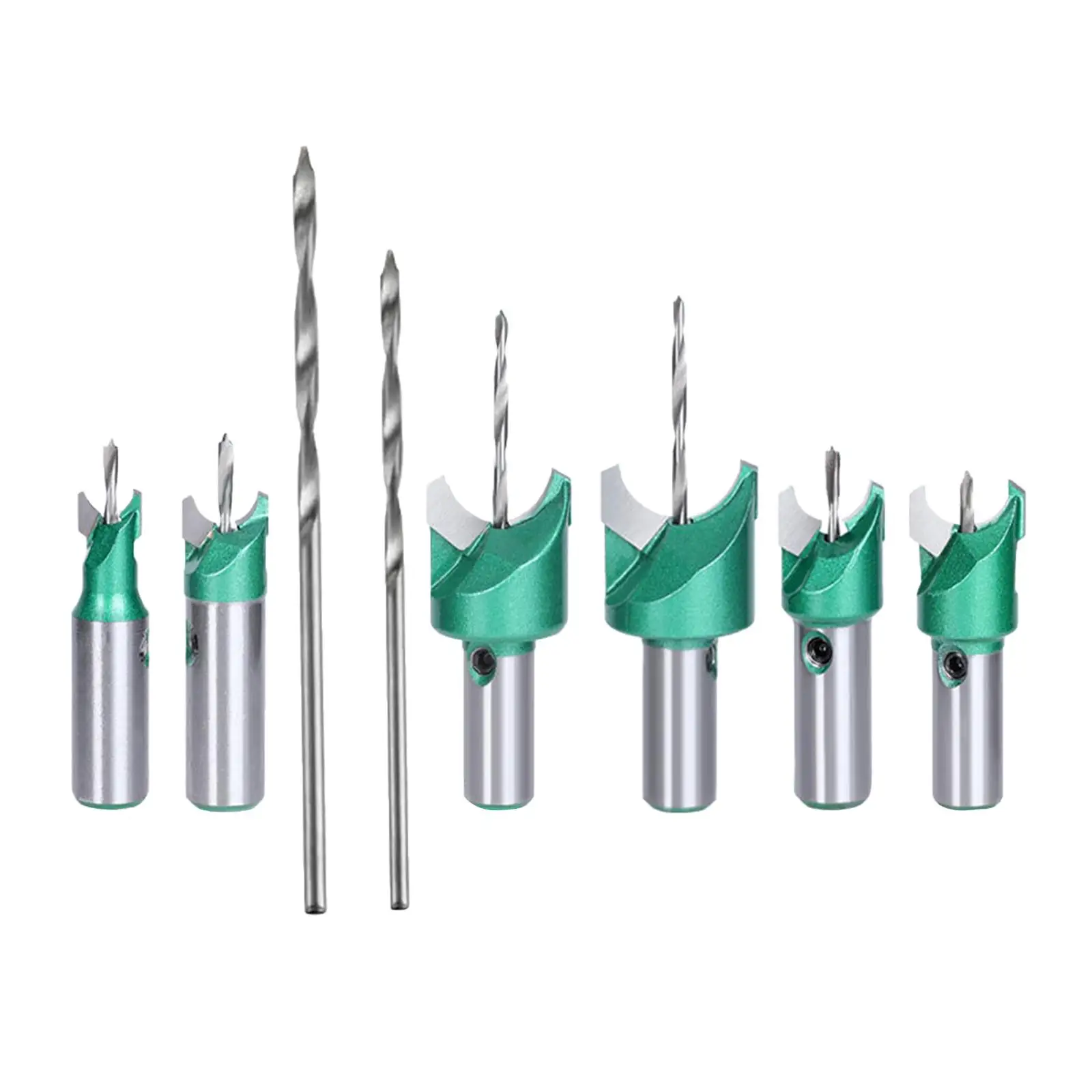 6 Pieces Beads Ball Milling Cutter and 2 Center Drill Bit Sharp Joinery Bits Carbide Woodworking Bead Drill Bit for Ebony