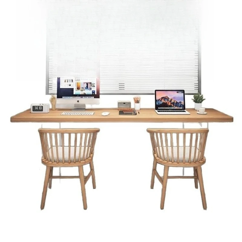Acrylic floating desk, solid wood student home writing table