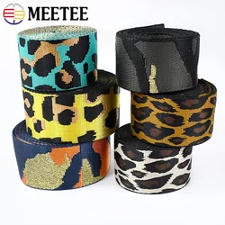 2/5Meters Leopard Nylon Webbing 50mm Jacquard Ribbon Bags Strap Seat Belt Backpack Bias Tape 1.5mm Thick DIY Sewing Accessories