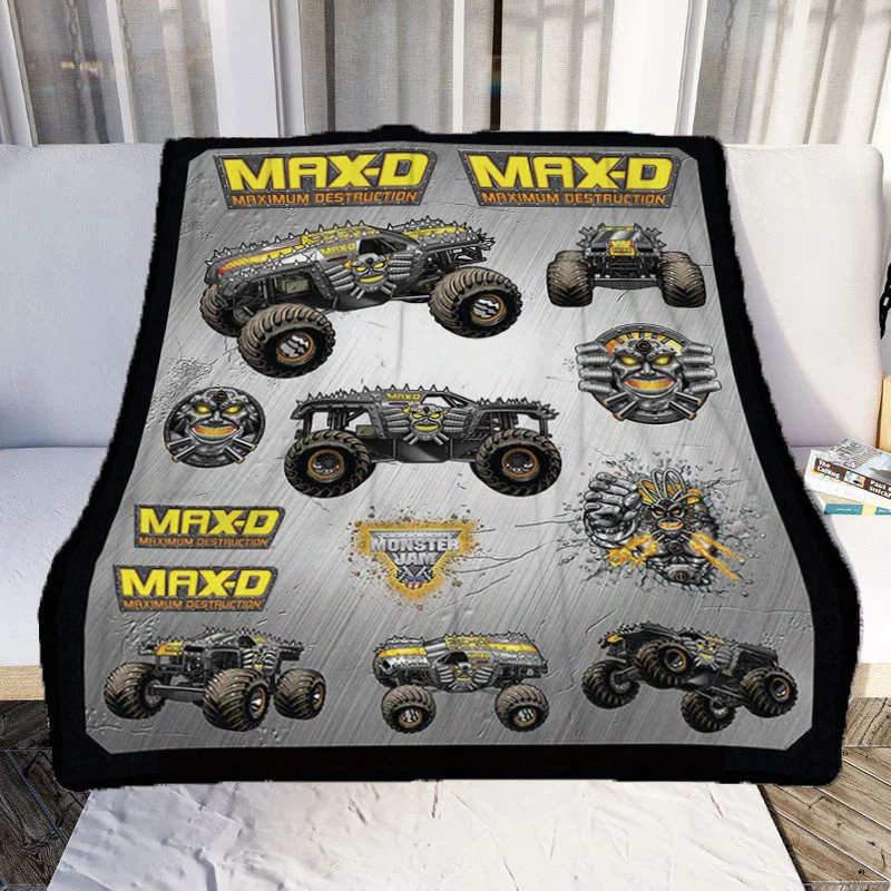 

M-Monster Truck Blanket Fashion Flannel Blanket Comfortable Lazy Sofa Cover Blanket Super Soft Sheet Mattress