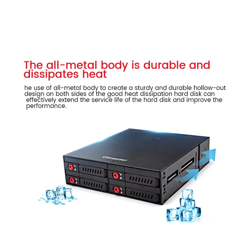 A29F-Oimaster SATA SSD HDD Gabinete Rack móvel/Caixa de disco rígido Rack de armazenamento de dados de metal 4 baias 2,5 polegadas para 5,25 Dr