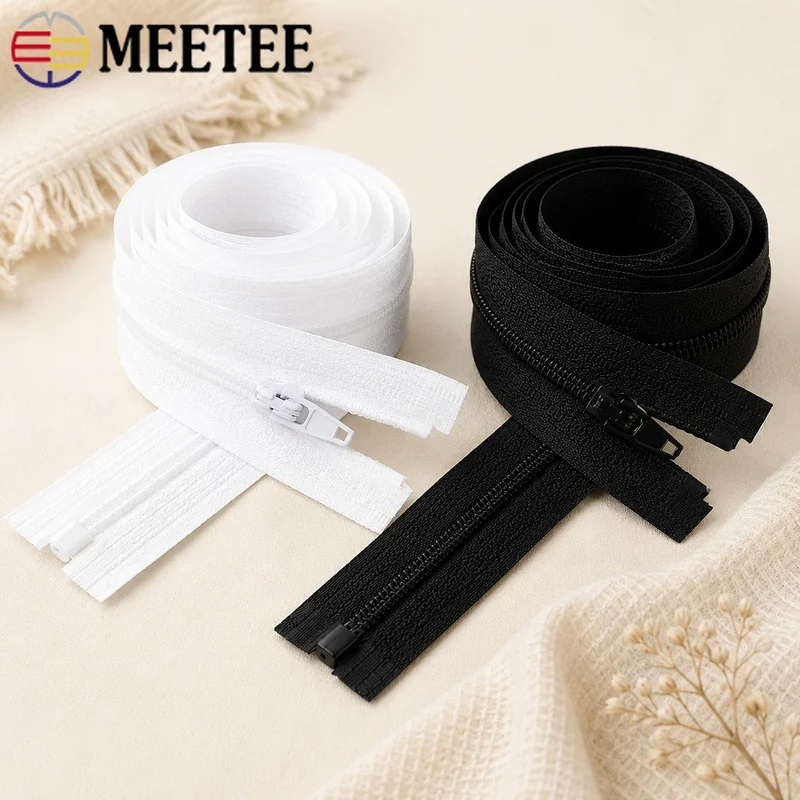 

5/10Pcs 40-300cm 3# Nylon Zippers Black White Open-End Auto Lock Zip for Jacket Coat Front Placket Sewing Repair Accessories Kit