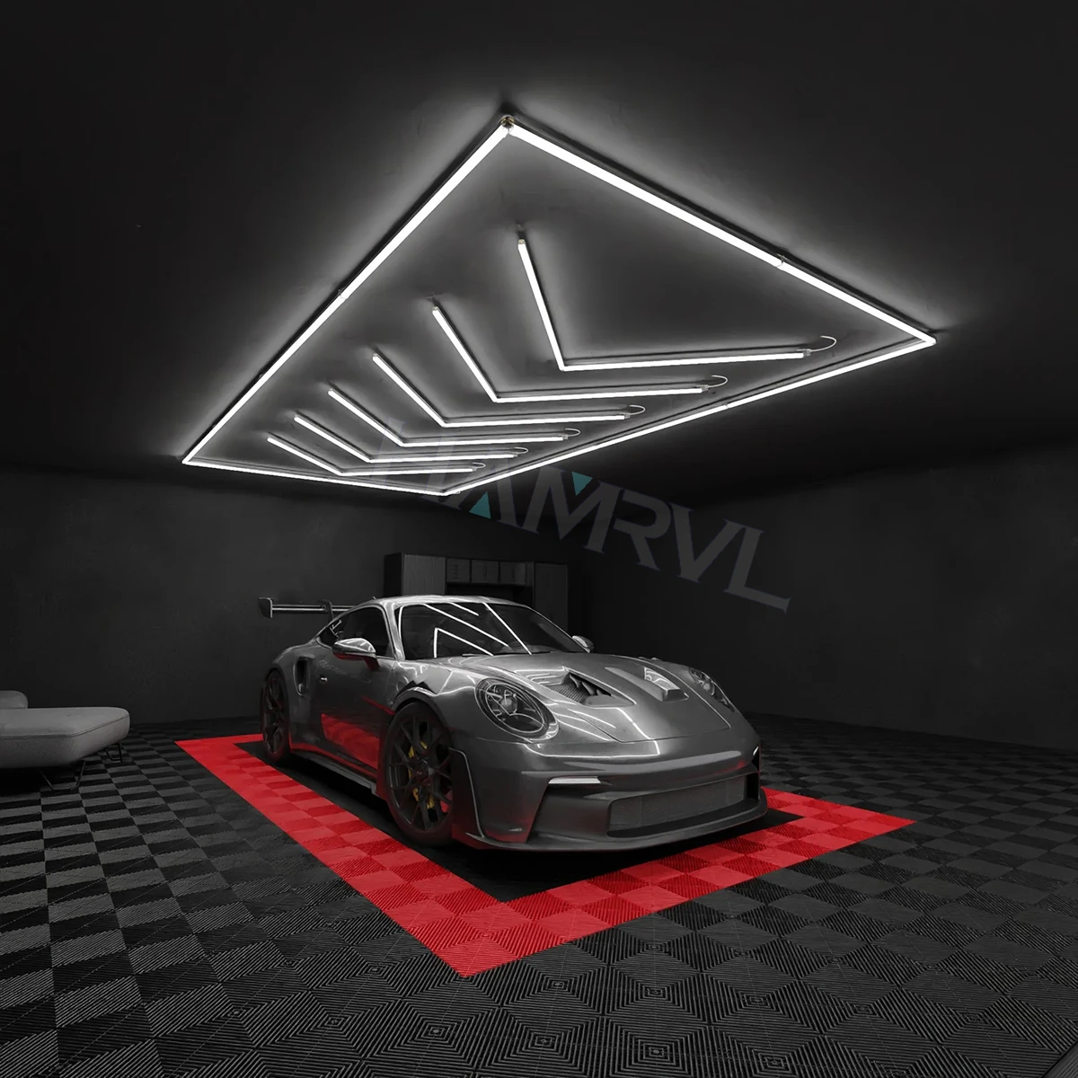 Hexagonal Arrow LED Garage Light Super Bright Daylight Commercial Ceiling Lamp for Workshop Warehouse Gym Retail Store Decor