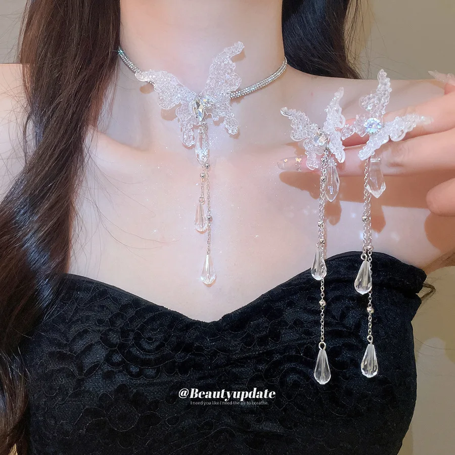 conjunto-elegante-de-brincos-e-colar-com-borboleta-e-franjas-design-de-joias-de-moda-Unico-e-bonito-para-mulheres-artesanat