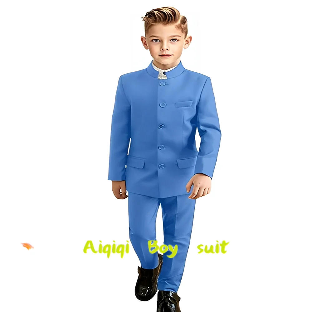 

Boys Suit 2 Pieces Formal Slim Fit Chinese Suits for Boy Traditional Wedding Outfit Ethnic Traditional Wear Blazer Pants Set