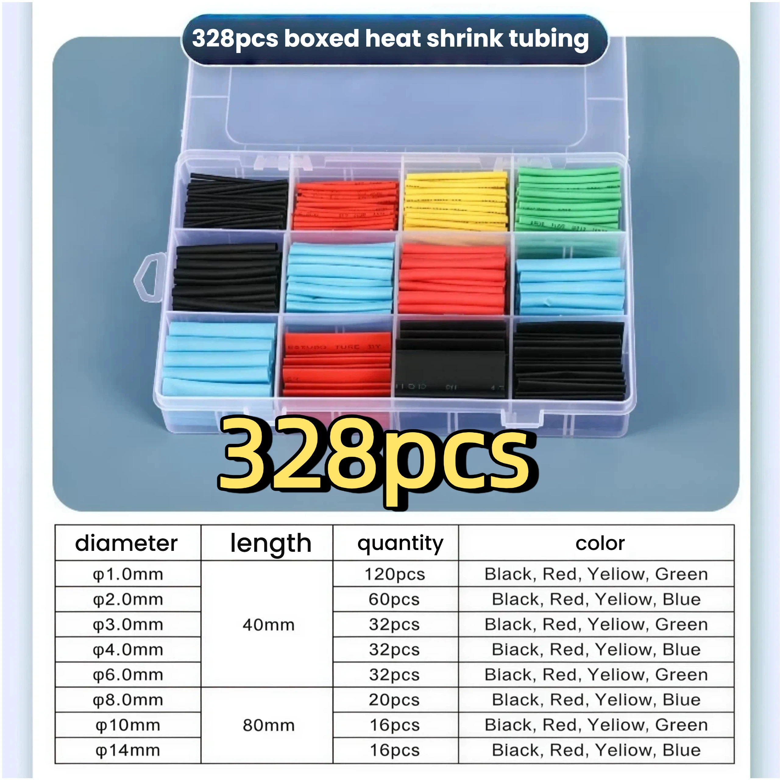 328/656pcs Heat Shrink Tubing Kit Heat-Resistant Insulation Sleeves for Electrical Wire Connections Cable Packaging