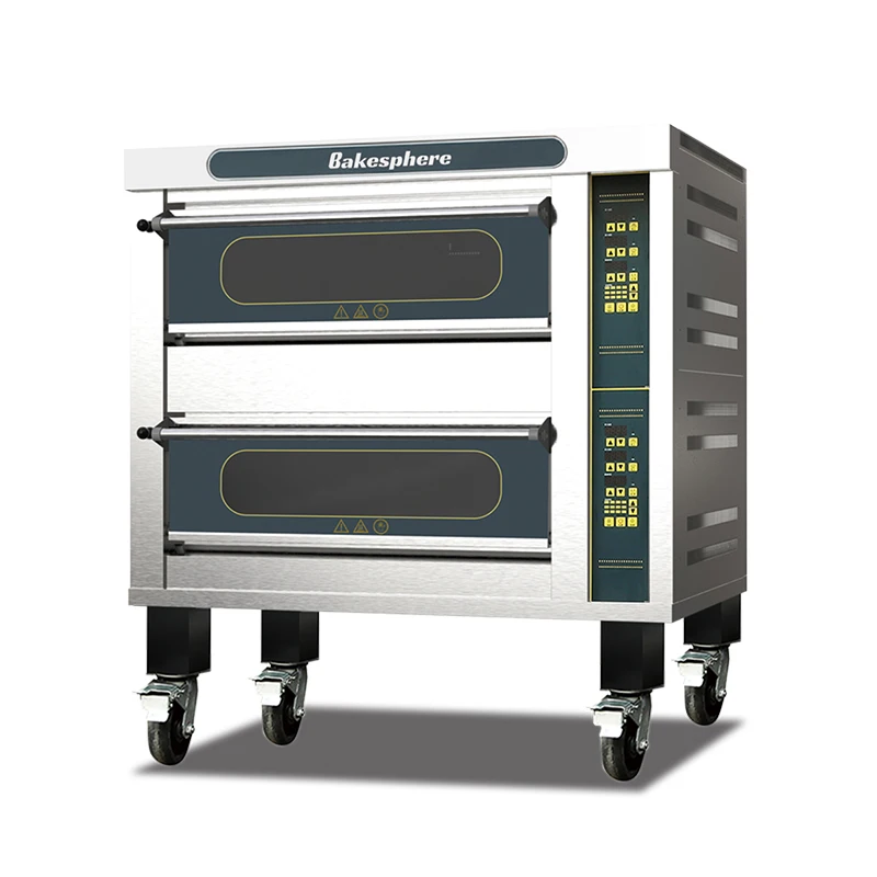 Horno de cocción de doble piso, horno industrial comercial a gas, horno para hornear pan y pizza