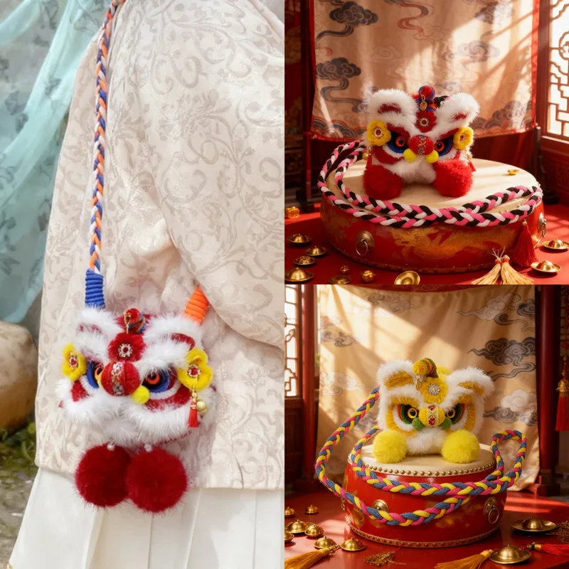

Lion Dance Bag Women’s Handbag Chinese New Year Crochet Shoulder Messenger Storage Coin Purse 4 Season Girl Crossbody Bag New