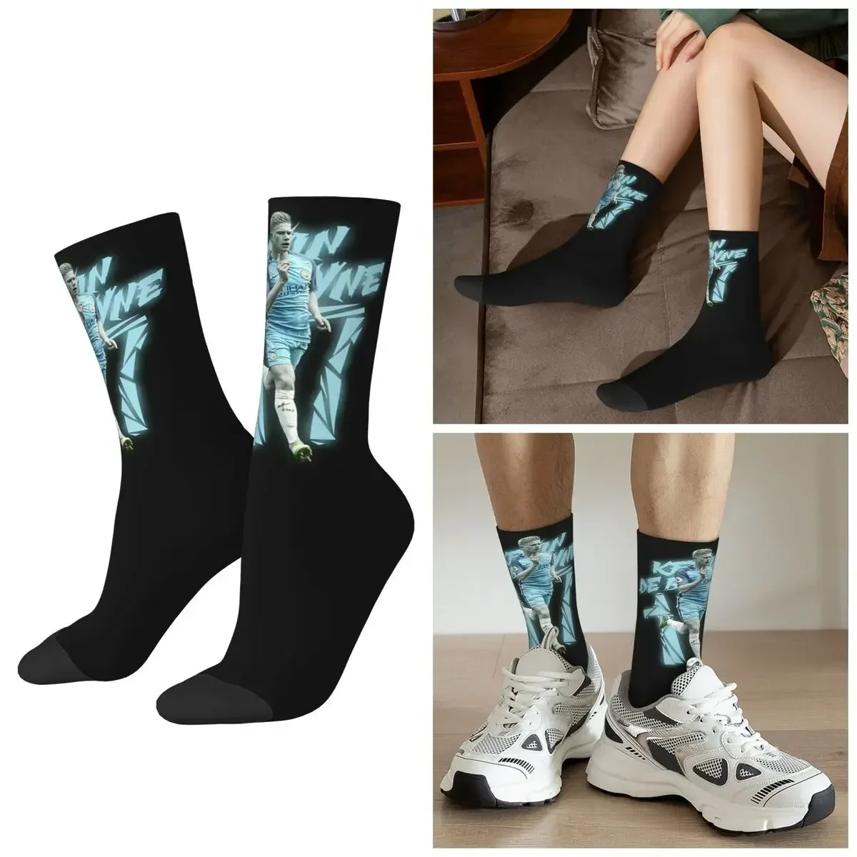 All Seasons Kevin De Bruyne Design Socks Harajuku Crew Socks Hip Hop Stockings for Men Women Valentine's Day Gifts