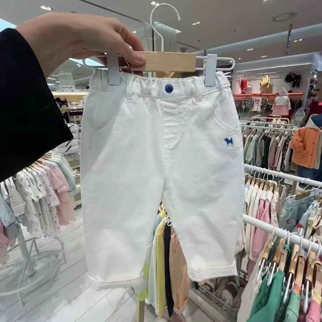 Fashionable White Casual Pants Comfortable Unisex Kids Clothing Spring Summer New Arrival Elegant Long Pants Net Version