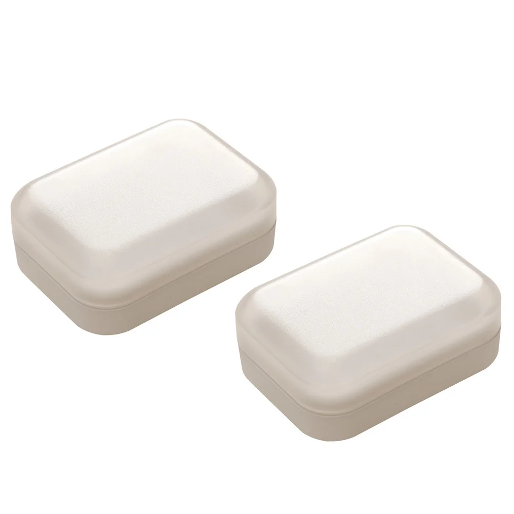 

2 Pcs Soap Drain Box Premium Plastic Bathroom Kitchen Travel Hotel Holder Case Simple Design Three Layer Structure