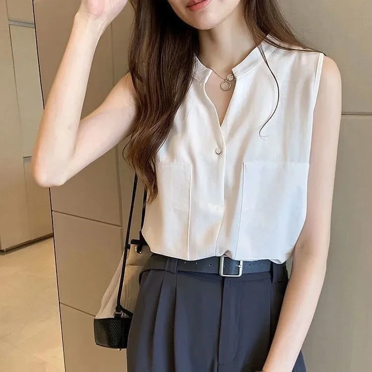 

Women's Svel Vest irt Summer New Sle Versatile Top Trendy Korean Version Loose Chiffon Outerwear Casual T-irt
