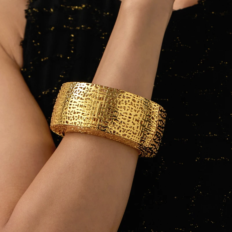 IVOG Hollow Out Irregular Filigree Cuff Bracelet For Women Fashion Jewelry Perfect Birthday Present