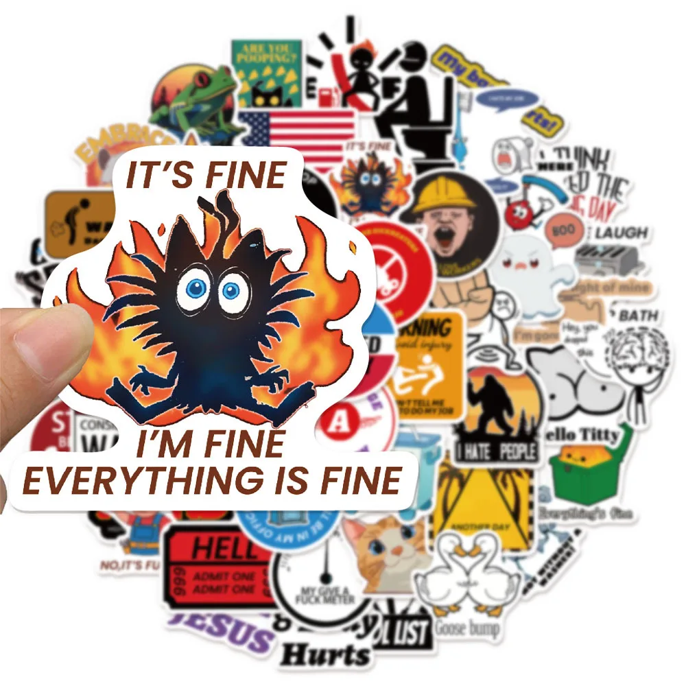 50Pcs Funny Stickers for Adults Meme Pack Stickers for Laptop Hard Hats Car Motorcycle Helmet Sarcastic Graffiti Decals view 3