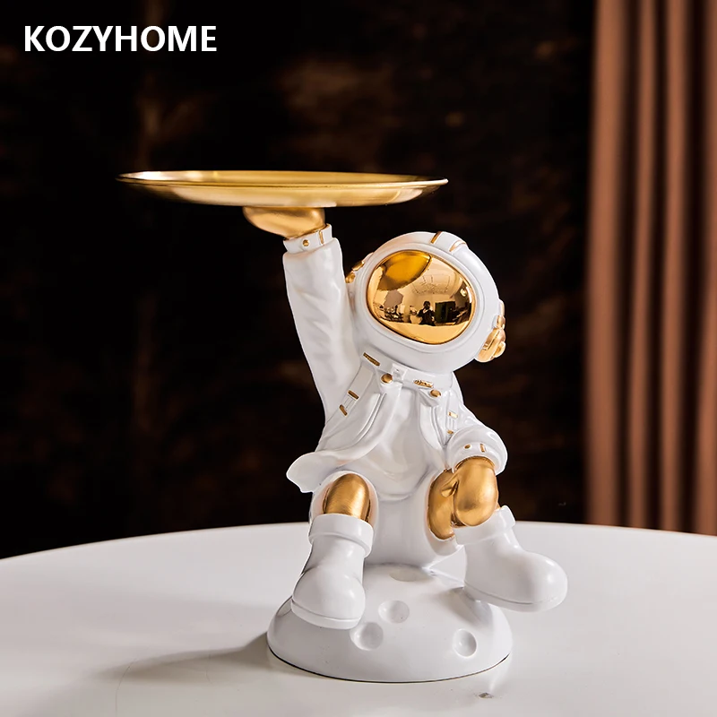 

Modern Astronaut Statue Sculpture for Entrance Cabinet Sundries Keys Storage Tray Resin Home Decoration Move Gifts for Friends