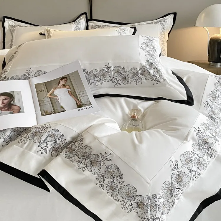 

Customizable 120 pure cotton long-staple cotton embroidery four-piece set high-end pure cotton embroidery bedding