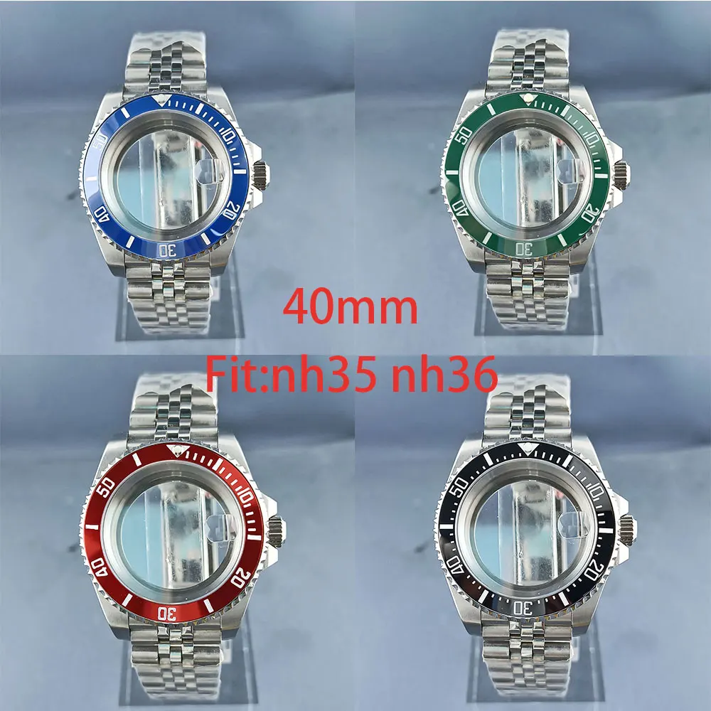 40mm NH34 NH35 NH36 Watch case fits NH34 NH35 NH36 movement, 120 clicks, stainless steel case, Silver Jubilee strap