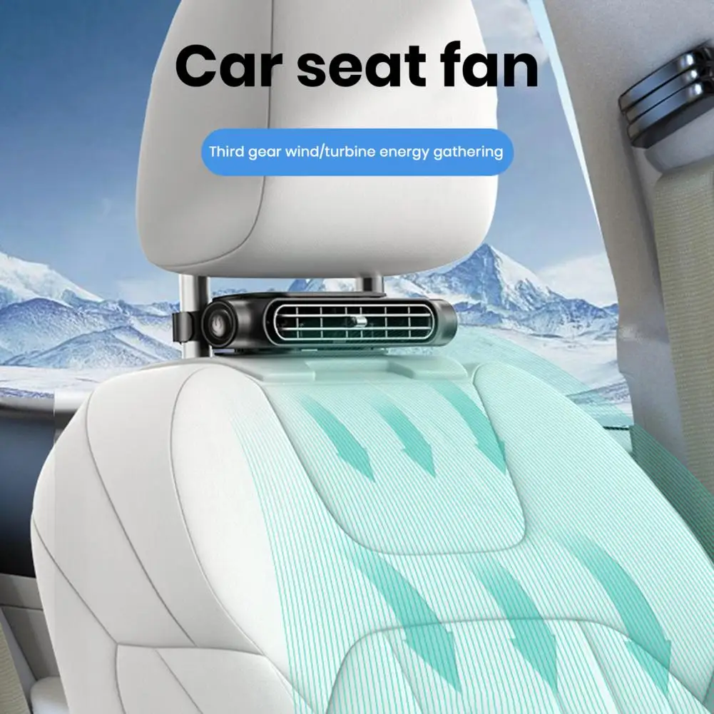 Portable Car Seat Fan Dual Turbo Cooling Fan for Backseat 3 Speed Rechargeable Air Circulator for SUV Truck RV Travel