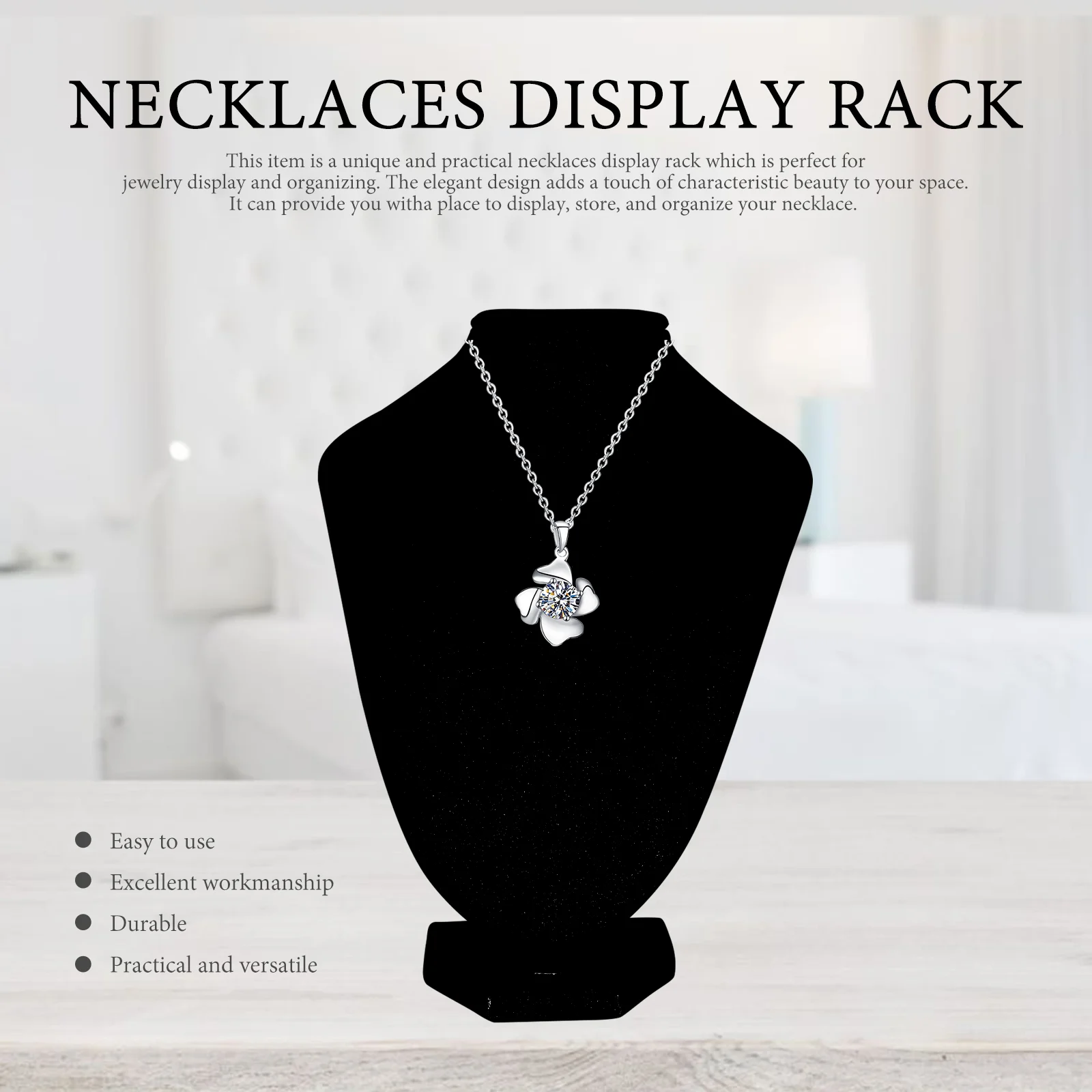 Necklace Display Stand Jewelry Bust Rack Shelves Organizer Shelf Storage Box Showcase Chains