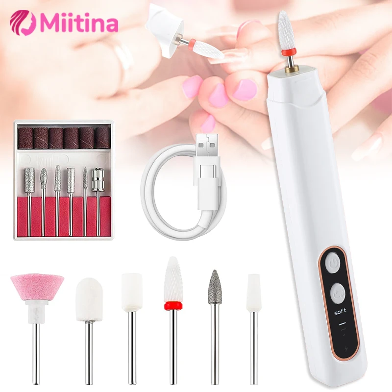 

Electric Nail Grinder Nail Polishing Machine with Light Portable Mini Electric Manicure Pen for Gel Removing Polishing Dead Care