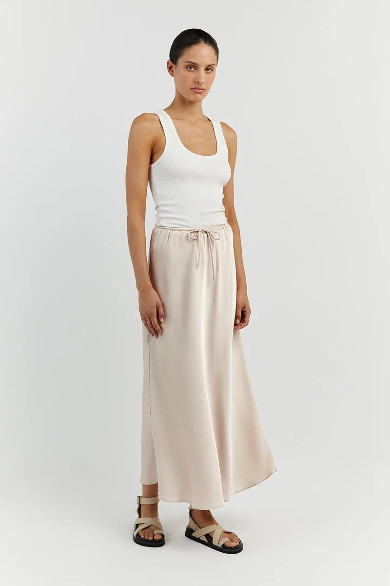 2026 Spring Summer Solid Color Satin Long Skirt For Women High Waist Lace-Up Fashion Elegant Faldas Light Luxury Women's Skirt