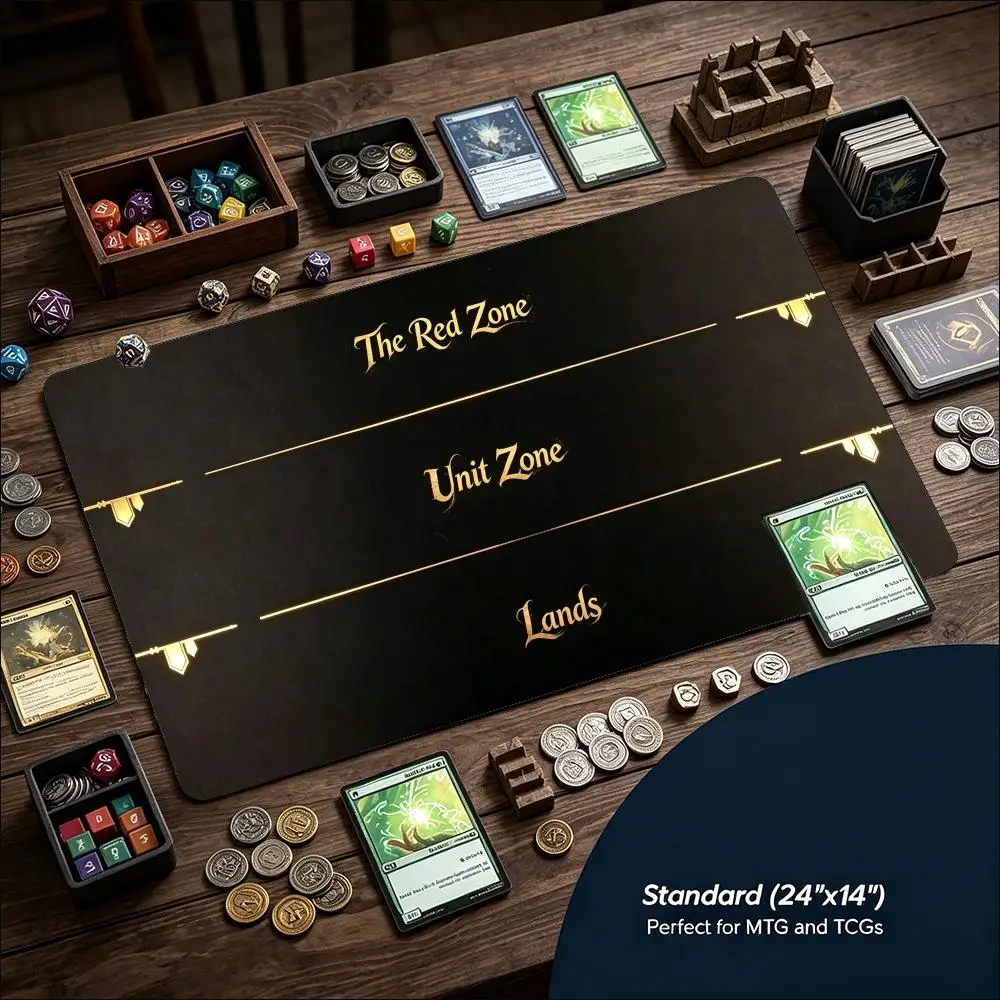 Trading Card Game Playmat With Game Zones Non Slip Rubber Pad Smooth Top Large Tabletop Battle Mat TCG Gaming Accessories