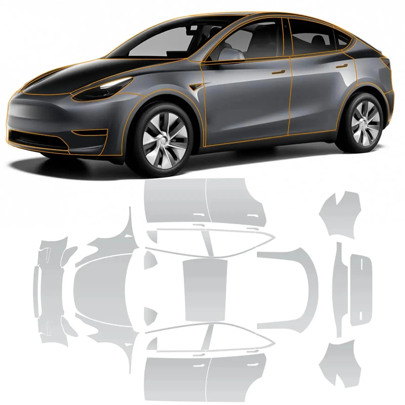 

For Tesla Model Y 2020-2023 8.5MIL Transparent TPU Car Protective Film TPU Clear Film Pre-Cut PPF Car Body Scratch Resistant