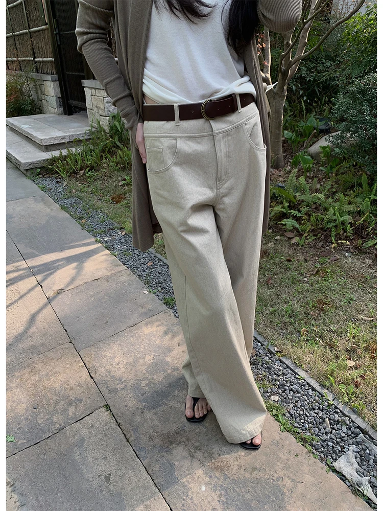 

Loose Straight Leg Jeans Women's Light Wa Casual Sle l Waist Zipper Fly Comfortable Fit Loose Trousers by ASM ANNA