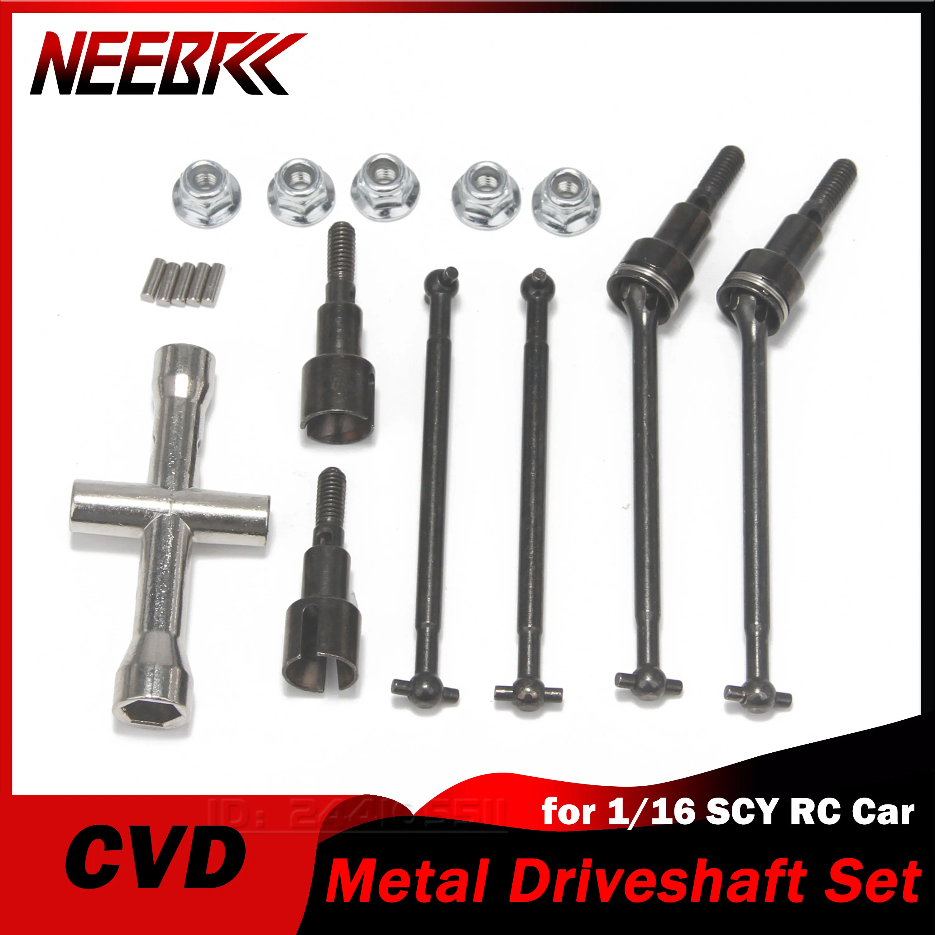 RC Car Metal Drive Shaft CVD Brushed Driveshaft Set Hex Socket Nuts Kit for 1/16 SCY Model Vehicle Upgraded DIY Spare Part Toy