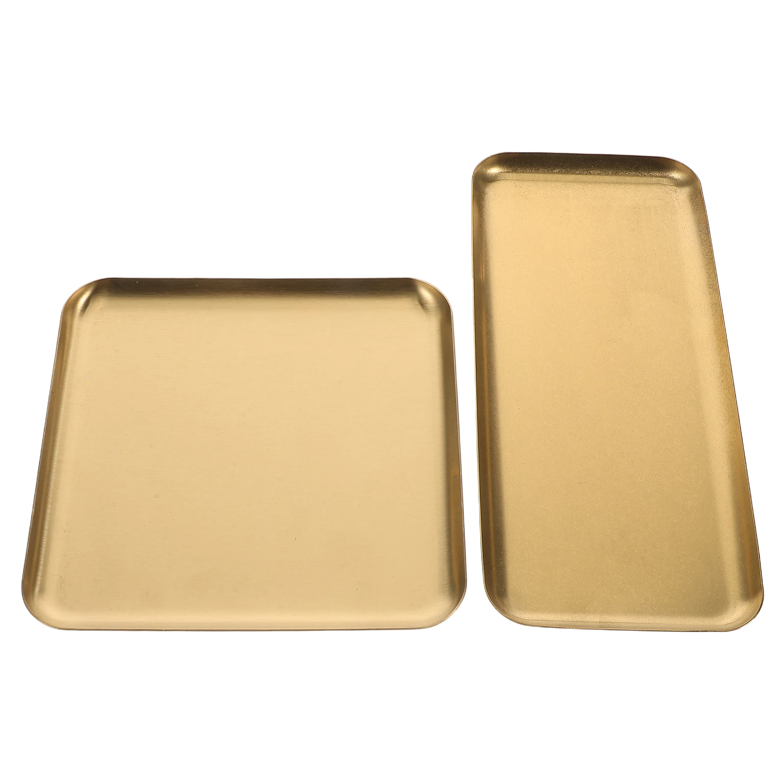 

2pcs Golden Stainless Steel Tray Vintage Gold Rectangular Food Serving Plates BBQ Platter Easy Cleaning Decorative Kitchen