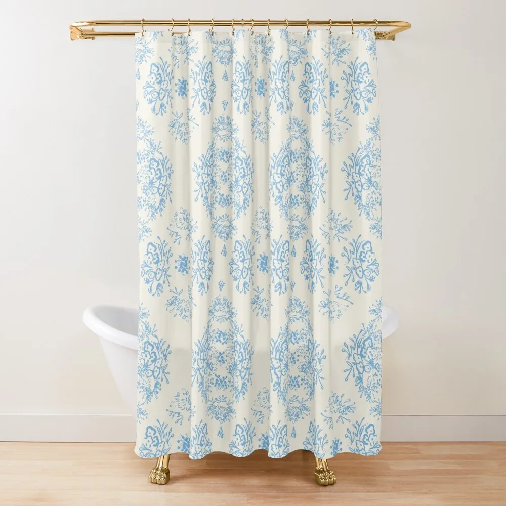 BLUE TOILE WALLPAPER Zasłona prysznicowa Łazienka Deco Zasłona łazienkowa