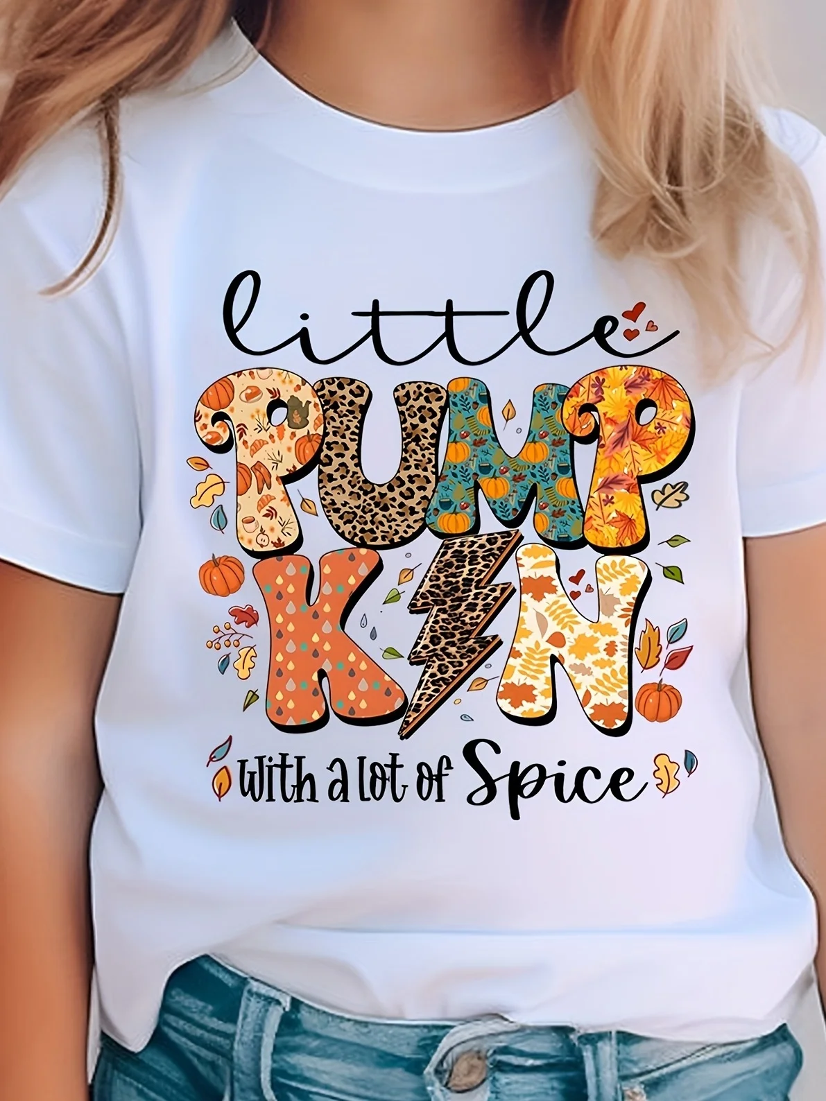 Super Cute Little Pumpkin T-shirt Perfect Choice for Thanksgiving Cute Summer Children's Clothing, Charming Pattern T-shirt Gift