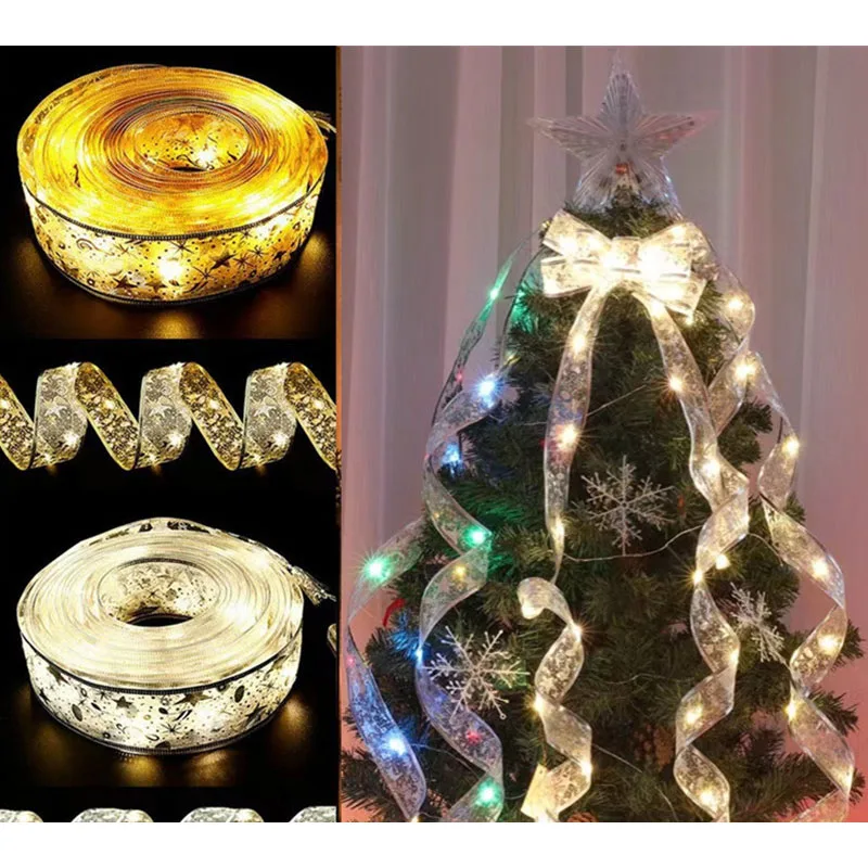 

Christmas Tree Decoration Ribbon, LED Warm Atmosphere String Lights, Indoor Living Room Lights, Satin Flashing, Party Supply