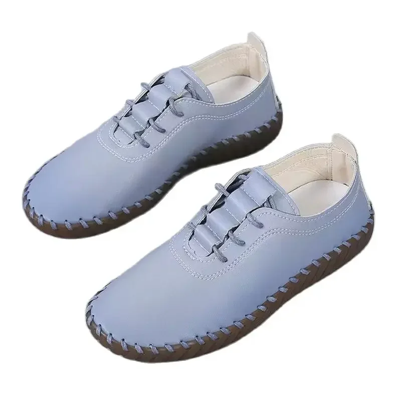 Sneakers Women Shoes Platform Loafers Lace Up Leather Flats Trend Spring Casual Mom Shoe Mujer Zapatos Chaussure Femme