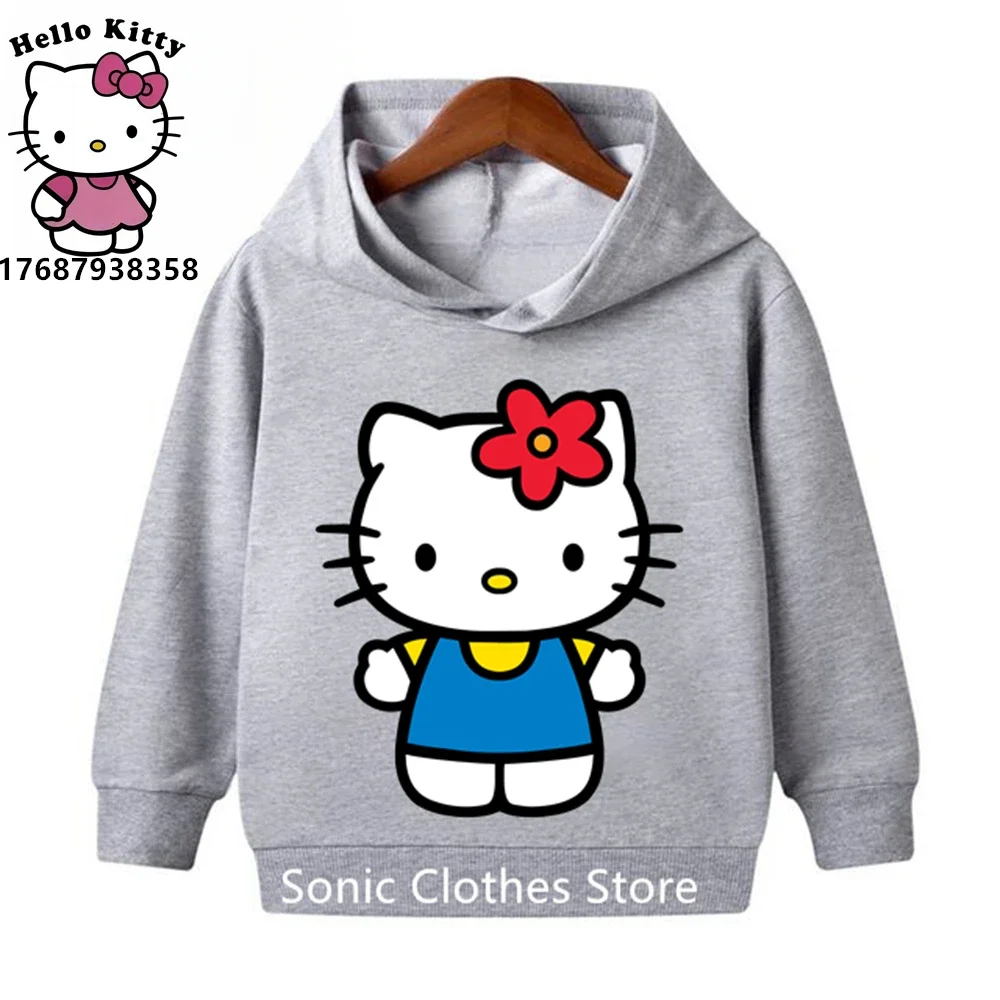 Hello Kitty Kawaii Kids Fashion Girls Clothing Autumn Baby Boy Clothes Cat Suit Children Hoodies Toddler Casual Tracksuits