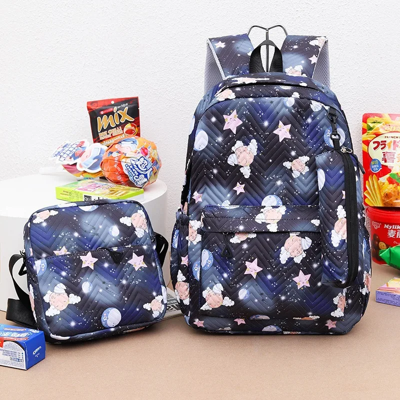 Cartoon print 3pcsset School Bag Backpacks Schoolbag Fashion Kids Lovely Backpack for Children Girls Bags Student Mochila Sac