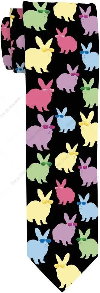 Rainbow Rabbits Easter Gifts for Men Easter Tie Novelty Easter Bunny Tie Spring Clothes for Men Spring Gift Necktie