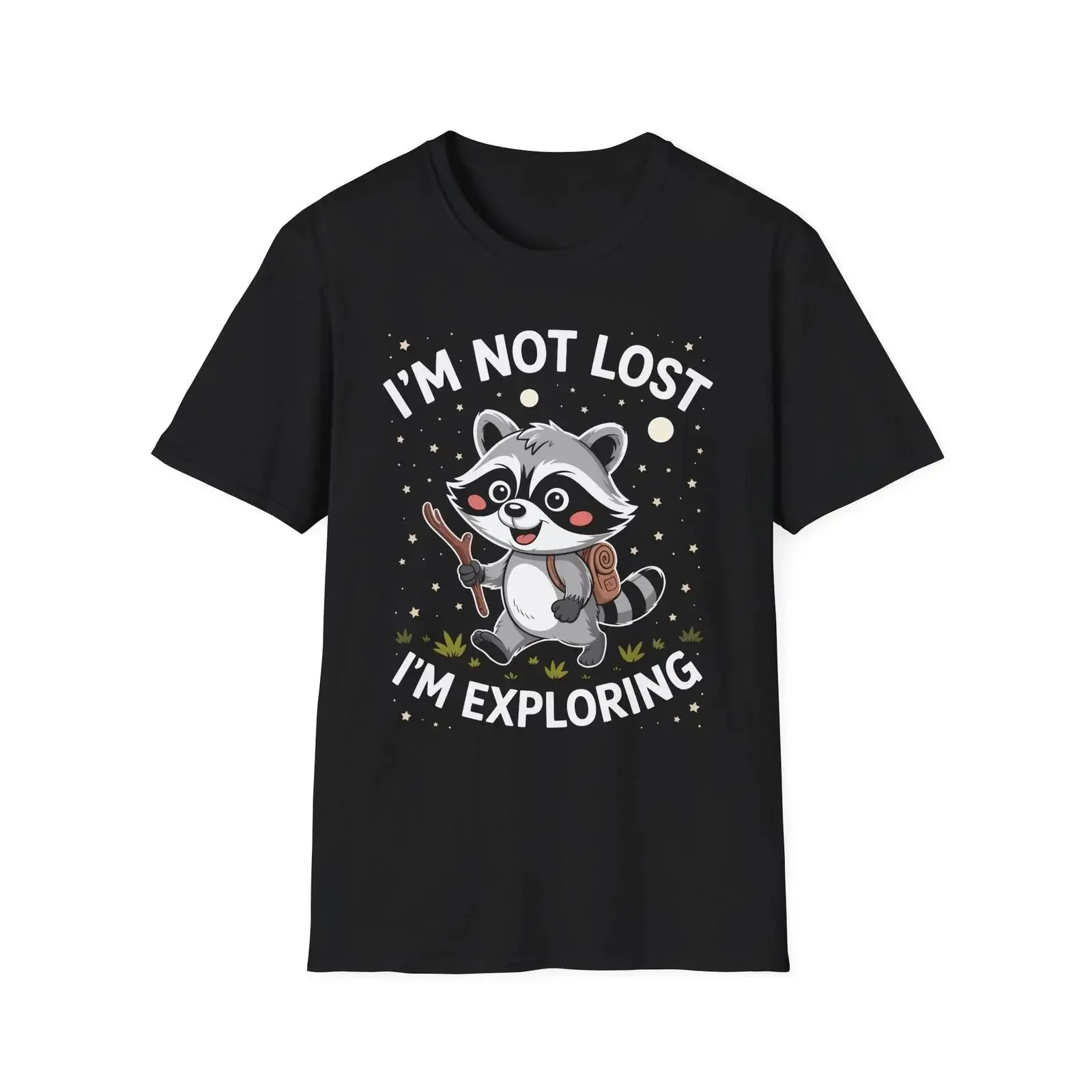 Funny I'm Not Lost Exploring Racoon Hiking Hiker Adventure Lover T Shirt vintage Washed Slightly Soft homme