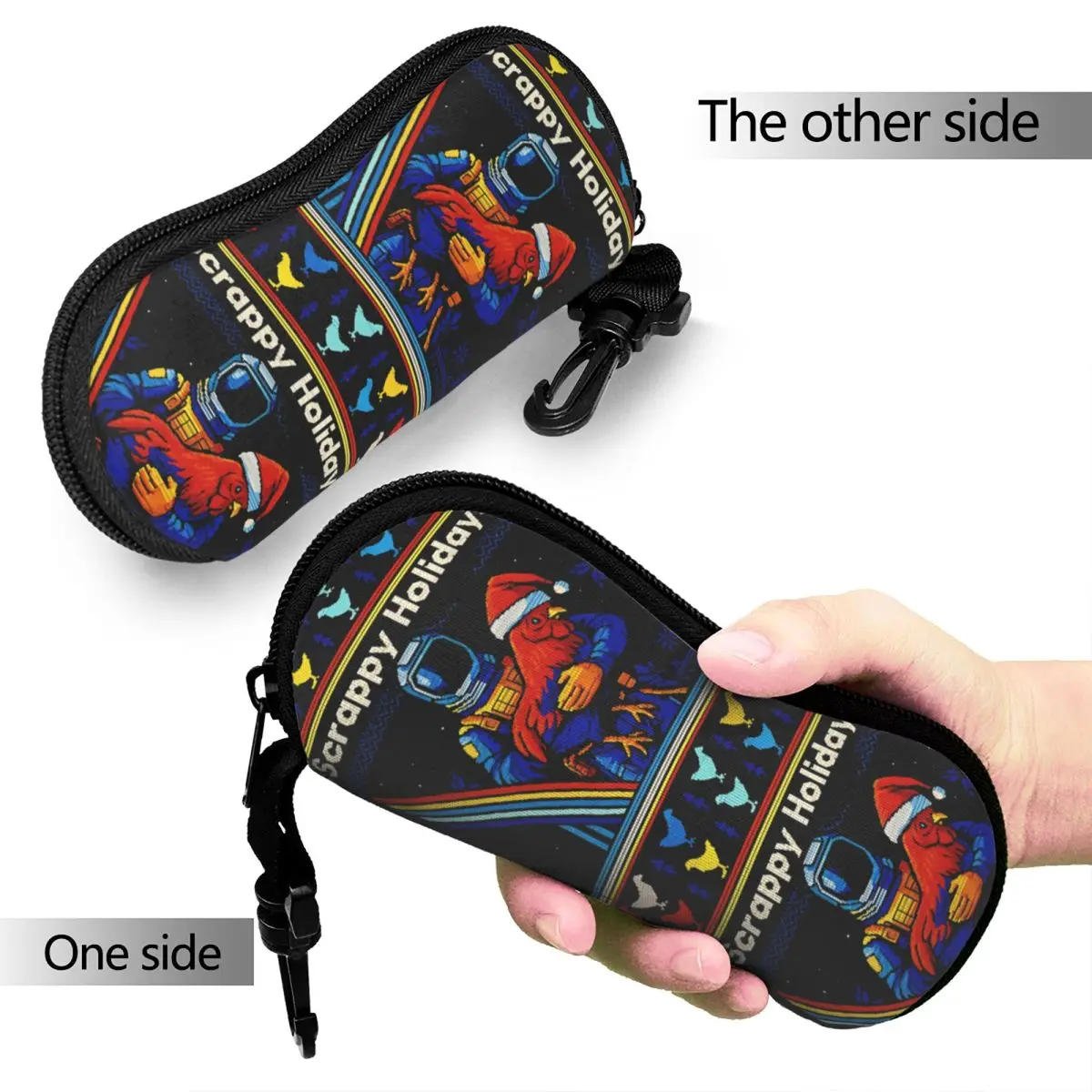 Arc Raiders Rooster Scrappy Holidays Merry Christmas Glasses Case Unisex Waterproof Glasses Storage Box Protector Glasses Box
