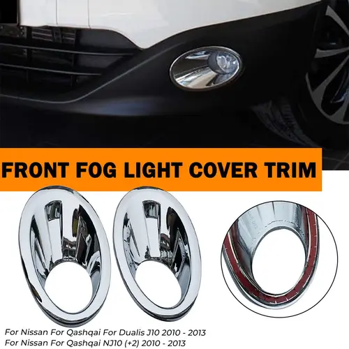 Imagen 2 del producto 2 uds luz antiniebla delantera de coche cubierta de lámpara embellecedora marco de luz antiniebla accesorios cromados para Nissan Qashqai Dualis J10 NJ10 2010 2011 2013