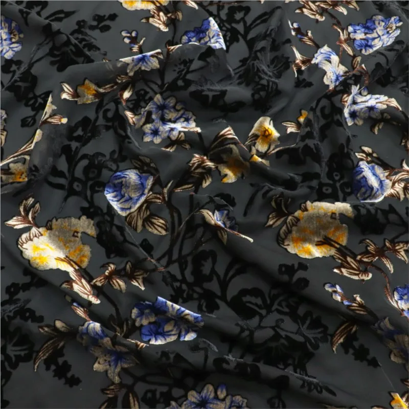 Woven velvet brocade viscose printed mottled and burned fabric nightgown dress cheongsam