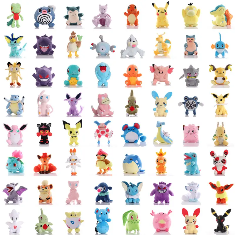 Pokemon Plush Kawaii Pikachu Squirtle Charmander Bulbasaur Peluche Charizard Gengar Mewtwo Stuffed Doll Toys Hobbies Kids Gifts