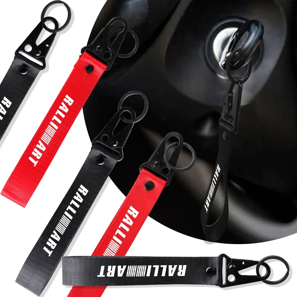 

Car Keychain Ralliart Nylon Ribbon Keyring for Mitsubishi Compatible with All Models Pajero Outlander Lancer Eclipse Cross Metal