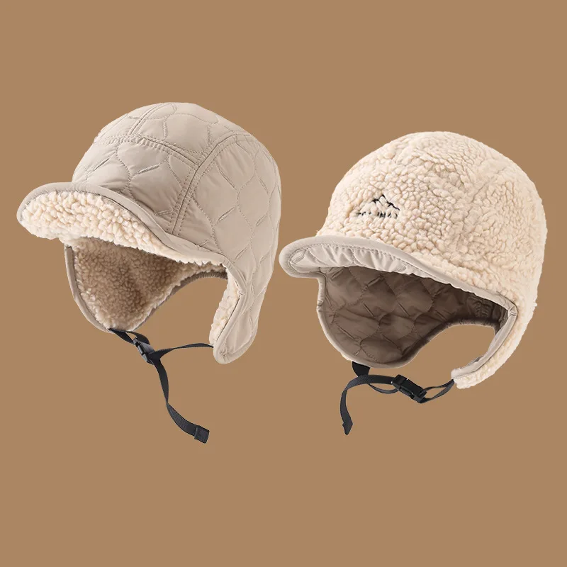 

Thickened Fleece Plush Winter Thermal Cap Windproof Ear Protection Skiing Cycing Cap Outdoor Activities Keep Warm Pilot Hat겨울모자