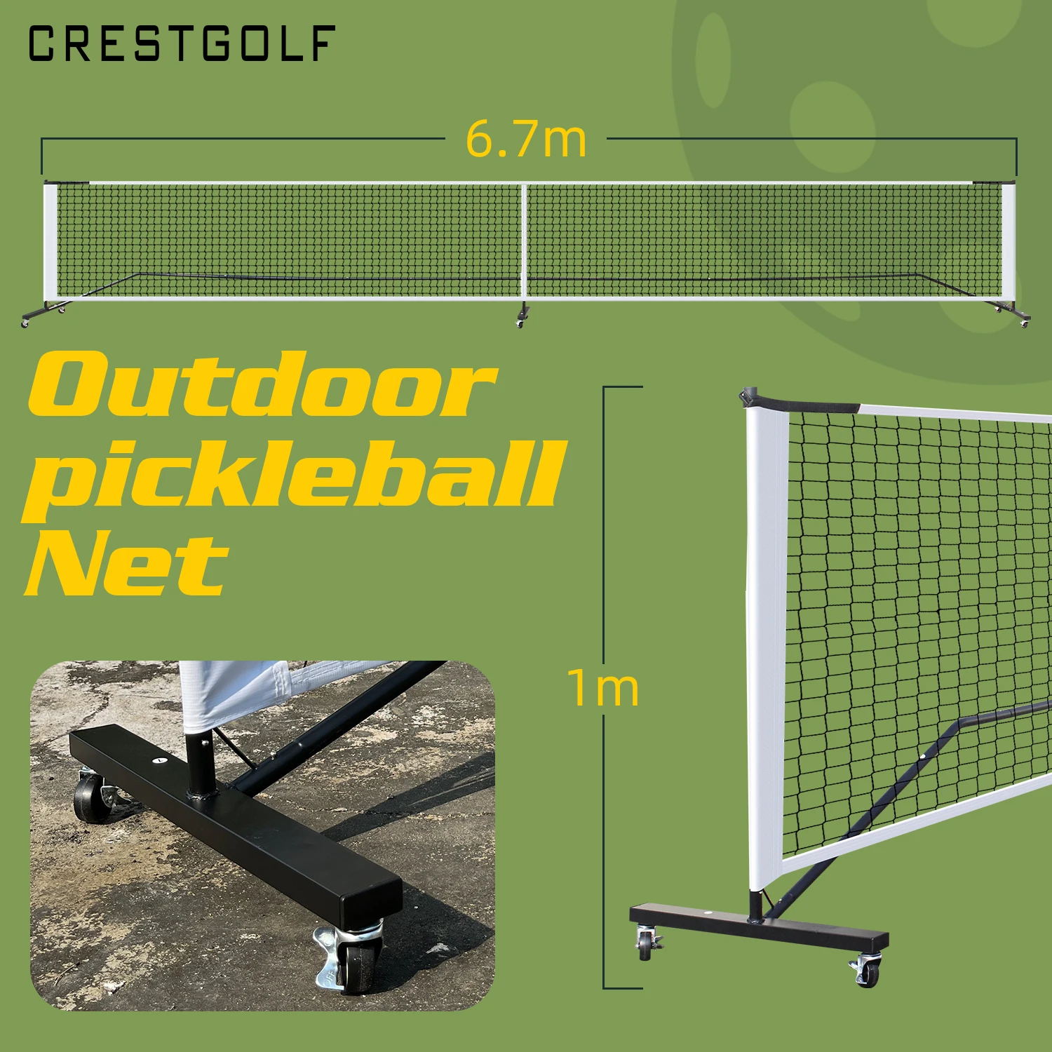 Pickleball Net Set with Wheels Outdoor Portable Pickleball Paddle Net with Bag Training Practice