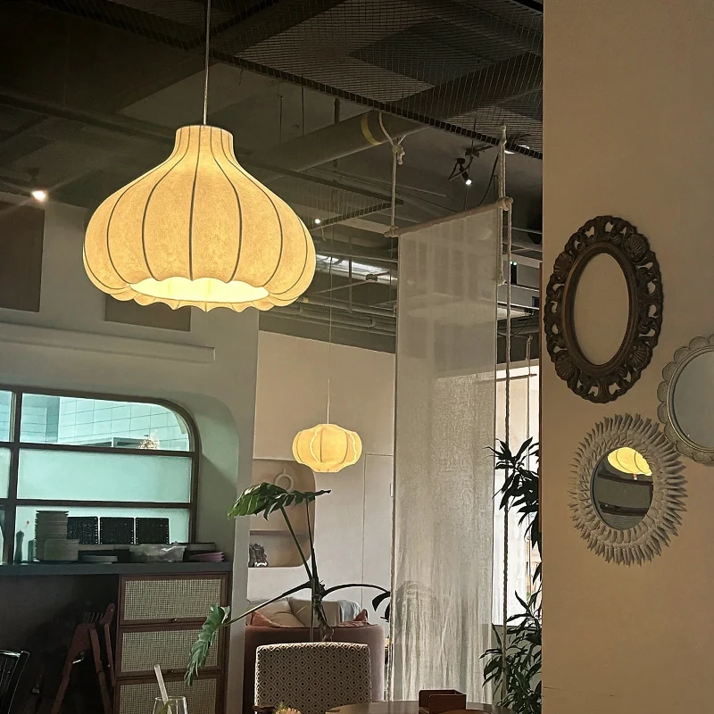 

Nordic Japanese Wabi Sabi Silk Led Pendant Lights Restaurant Dining Room Bedroom Decoration Home Chandelier Lamps Fixture
